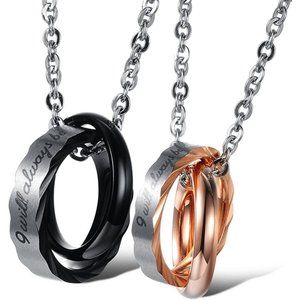 Matching Necklace For Couples Titanium Promise Love Stainless Steel Pend…